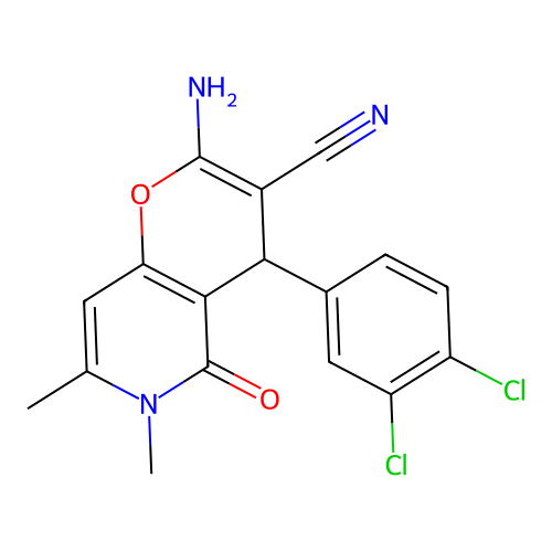 2-amino-4-(3,4-dichlorophenyl)-6,7-dimethyl-5-oxo-5,6-dihydro-4H-pyrano[3,2-c]pyridine-3-carbonitrile structure