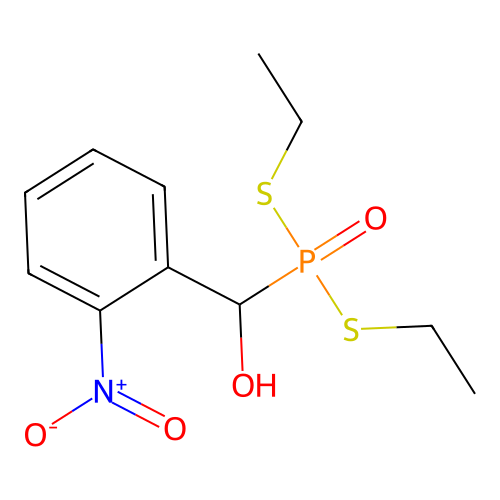 S,S-diethyl (hydroxy(2-nitrophenyl)methyl)phosphonodithioate structure