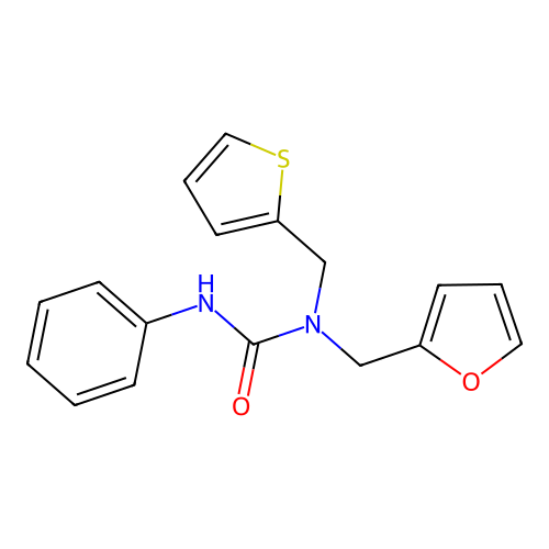 1-(Furan-2-ylmethyl)-3-phenyl-1-(thiophen-2-ylmethyl)urea structure