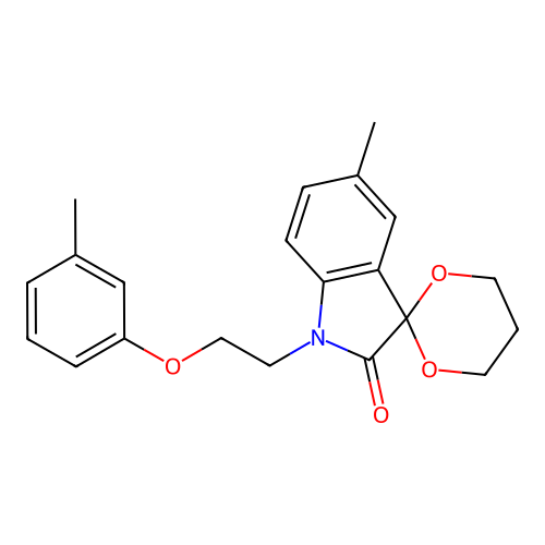 5'-Methyl-1'-(2-(m-tolyloxy)ethyl)spiro[[1,3]dioxane-2,3'-indolin]-2'-one structure