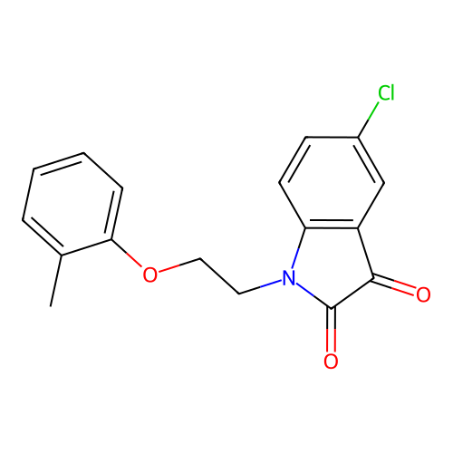 5-chloro-1-[2-(2-methylphenoxy)ethyl]-1H-indole-2,3-dione structure
