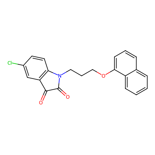 5-chloro-1-[3-(naphthalen-1-yloxy)propyl]-2,3-dihydro-1H-indole-2,3-dione structure