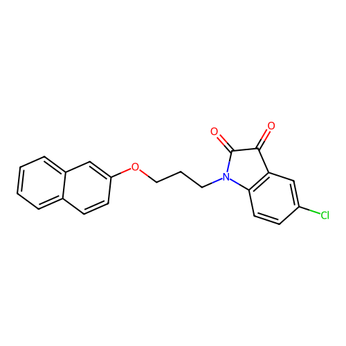 5-chloro-1-[3-(naphthalen-2-yloxy)propyl]-2,3-dihydro-1H-indole-2,3-dione structure