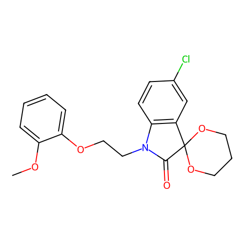5'-Chloro-1'-(2-(2-methoxyphenoxy)ethyl)spiro[[1,3]dioxane-2,3'-indolin]-2'-one structure
