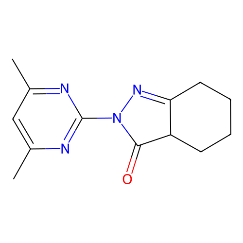 2-(4,6-dimethylpyrimidin-2-yl)-2,3a,4,5,6,7-hexahydro-3H-indazol-3-one structure