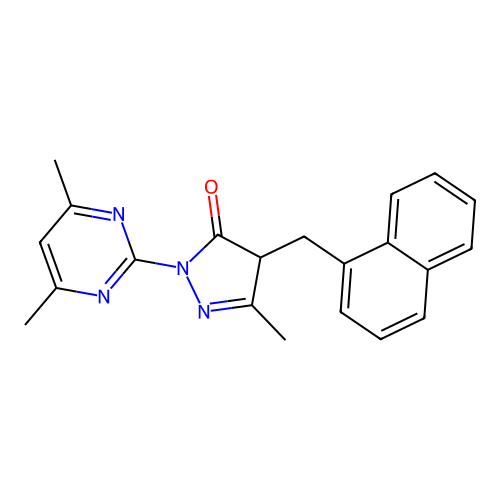 2-(4,6-dimethylpyrimidin-2-yl)-5-methyl-4-(naphthalen-1-ylmethyl)-2,4-dihydro-3H-pyrazol-3-one structure