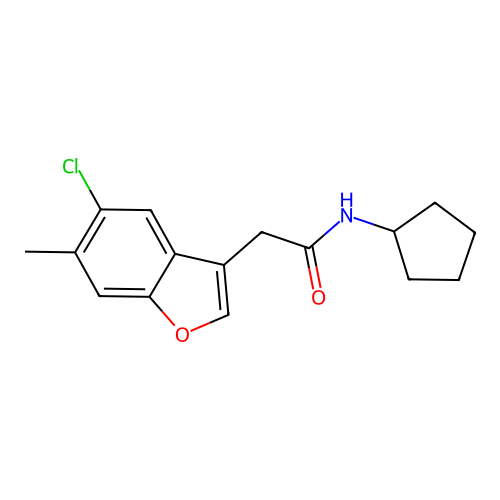 2-(5-chloro-6-methyl-1-benzofuran-3-yl)-N-cyclopentylacetamide structure