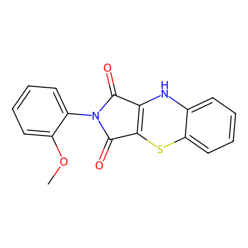 2-(2-methoxyphenyl)pyrrolo[3,4-b][1,4]benzothiazine-1,3(2H,9H)-dione structure