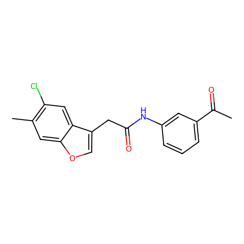 N-(3-acetylphenyl)-2-(5-chloro-6-methyl-1-benzofuran-3-yl)acetamide structure