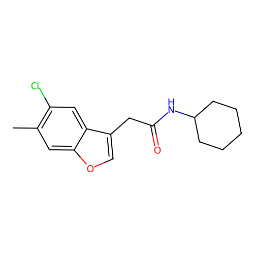 2-(5-chloro-6-methyl-1-benzofuran-3-yl)-N-cyclohexylacetamide structure