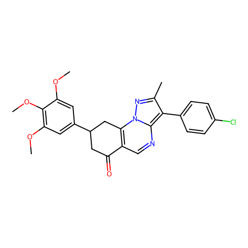 3-(4-chlorophenyl)-2-methyl-8-(3,4,5-trimethoxyphenyl)-8,9-dihydropyrazolo[1,5-a]quinazolin-6(7H)-one structure