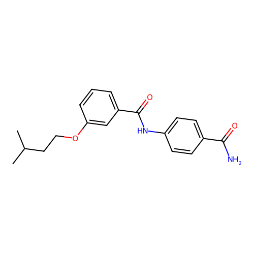 N-(4-carbamoylphenyl)-3-(3-methylbutoxy)benzamide structure