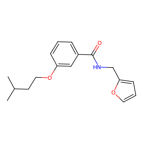 N-(furan-2-ylmethyl)-3-(3-methylbutoxy)benzamide structure