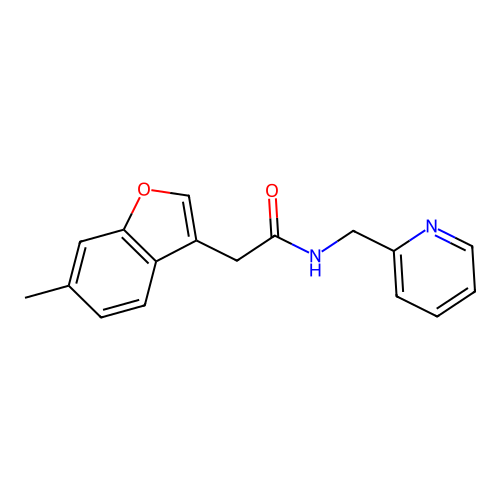 2-(6-methyl-1-benzofuran-3-yl)-N-(pyridin-2-ylmethyl)acetamide structure
