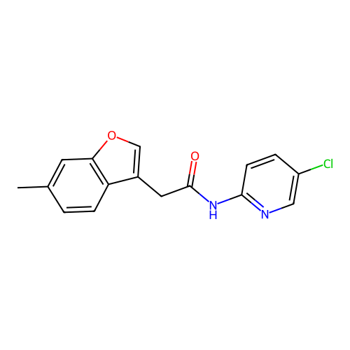 N-(5-chloropyridin-2-yl)-2-(6-methyl-1-benzofuran-3-yl)acetamide structure