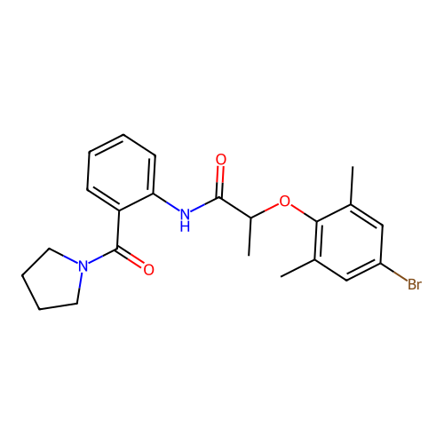2-(4-bromo-2,6-dimethylphenoxy)-N-[2-(pyrrolidin-1-ylcarbonyl)phenyl]propanamide structure