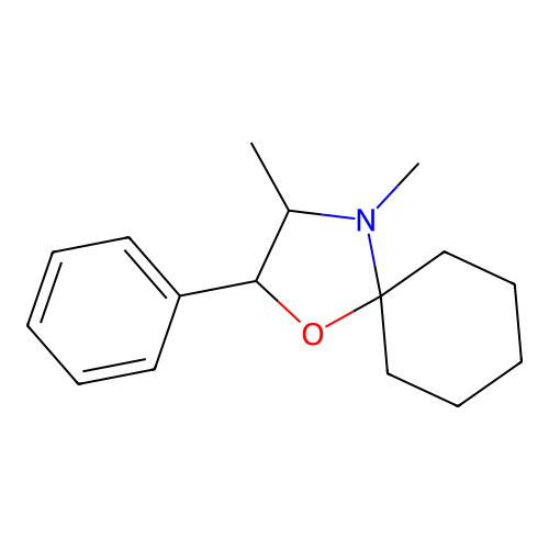 1-Oxa-4-azaspiro[4.5]decane, 3,4-dimethyl-2-phenyl- structure