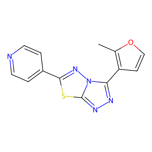 3-(2-Methylfuran-3-yl)-6-pyridin-4-yl-[1,2,4]triazolo[3,4-b][1,3,4]thiadiazole structure