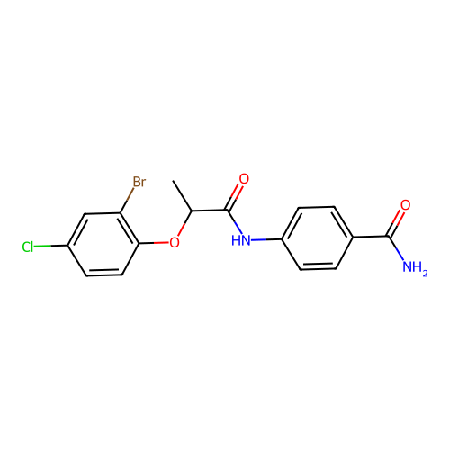 4-[2-(2-Bromo-4-chlorophenoxy)propanoylamino]benzamide structure