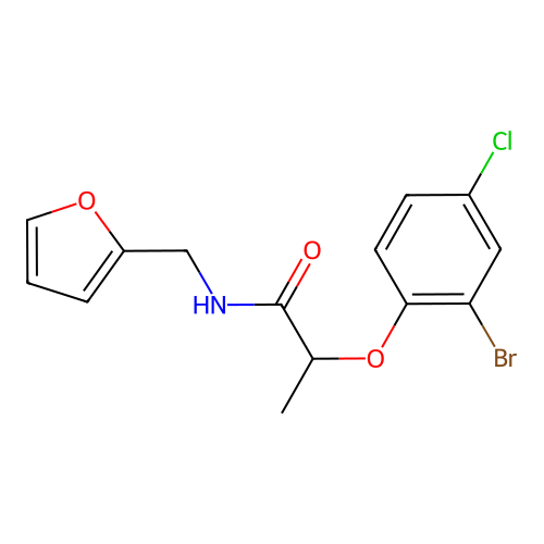 2-(2-bromo-4-chlorophenoxy)-N-(2-furylmethyl)propanamide structure