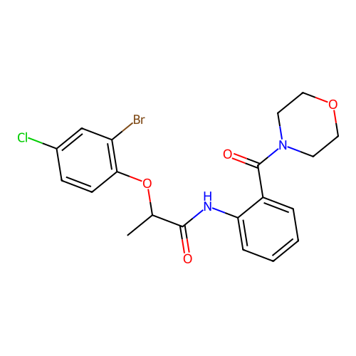 2-(2-bromo-4-chlorophenoxy)-N-[2-(4-morpholinylcarbonyl)phenyl]propanamide structure