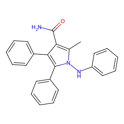 1-Anilino-2-methyl-4,5-diphenyl-1H-pyrrole-3-carboxamide structure