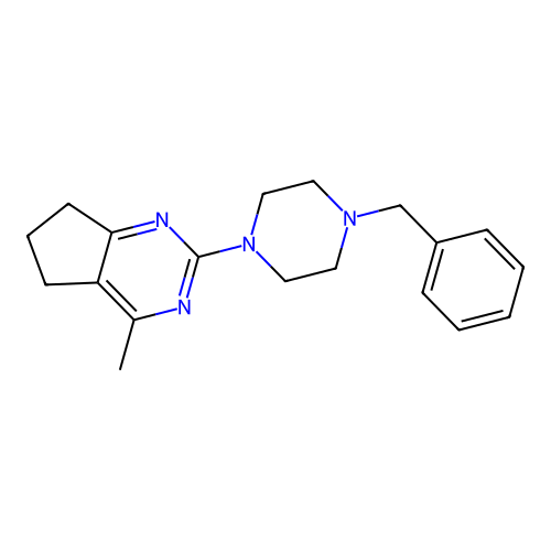 2-(4-benzylpiperazino)-4-methyl-6,7-dihydro-5H-cyclopenta[d]pyrimidine structure