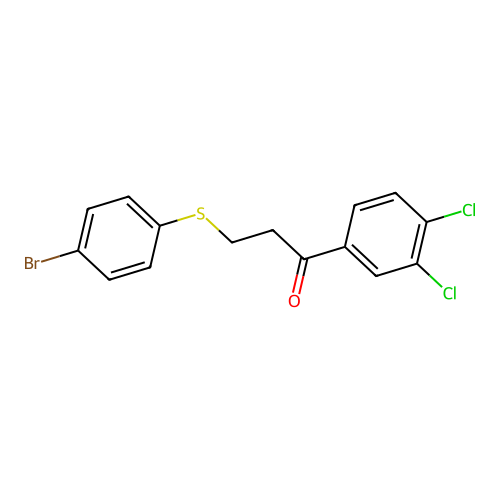 3-(4-Bromophenyl)sulfanyl-1-(3,4-dichlorophenyl)propan-1-one structure
