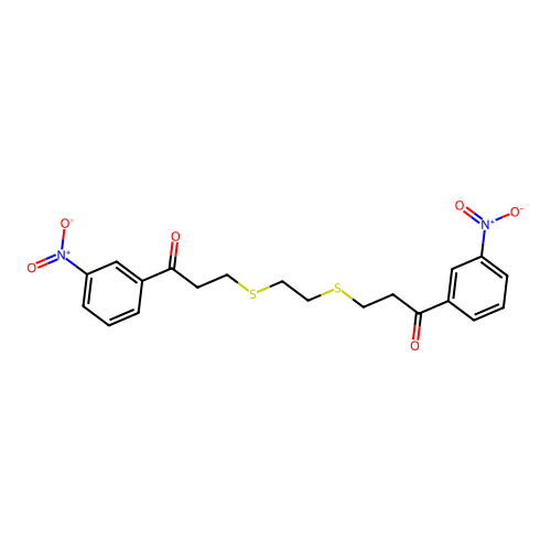 1-(3-nitrophenyl)-3-[(2-{[3-(3-nitrophenyl)-3-oxopropyl]sulfanyl}ethyl)sulfanyl]-1-propanone structure