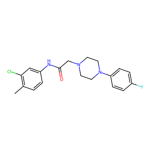N-(3-chloro-4-methylphenyl)-2-[4-(4-fluorophenyl)piperazin-1-yl]acetamide structure