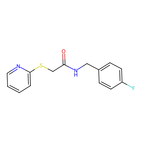 N-(4-fluorobenzyl)-2-(2-pyridinylsulfanyl)acetamide structure