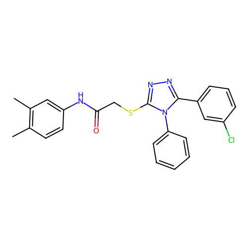 2-{[5-(3-chlorophenyl)-4-phenyl-4H-1,2,4-triazol-3-yl]sulfanyl}-N-(3,4-dimethylphenyl)acetamide structure