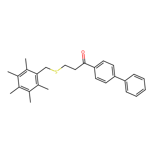 1-[1,1'-Biphenyl]-4-yl-3-[(2,3,4,5,6-pentamethylbenzyl)sulfanyl]-1-propanone structure