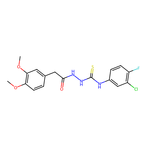 N-(3-chloro-4-fluorophenyl)-2-[2-(3,4-dimethoxyphenyl)acetyl]-1-hydrazinecarbothioamide structure