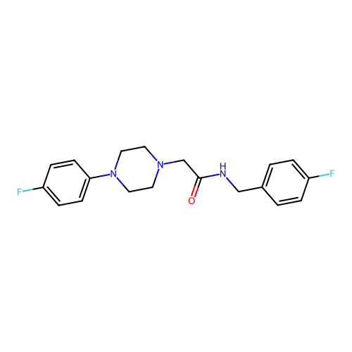 N-[(4-fluorophenyl)methyl]-2-[4-(4-fluorophenyl)piperazin-1-yl]acetamide structure