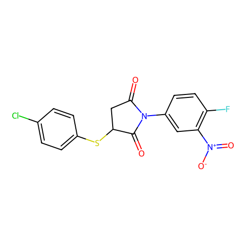 3-[(4-chlorophenyl)sulfanyl]-1-(4-fluoro-3-nitrophenyl)dihydro-1H-pyrrole-2,5-dione structure