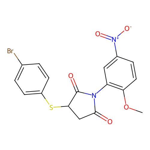 3-[(4-bromophenyl)sulfanyl]-1-(2-methoxy-5-nitrophenyl)dihydro-1H-pyrrole-2,5-dione structure