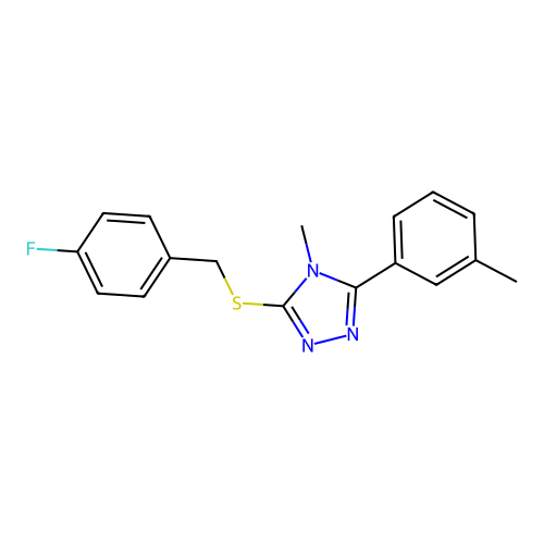 4-fluorobenzyl 4-methyl-5-(3-methylphenyl)-4H-1,2,4-triazol-3-yl sulfide structure