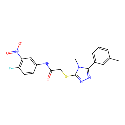 N-(4-fluoro-3-nitrophenyl)-2-{[4-methyl-5-(3-methylphenyl)-4H-1,2,4-triazol-3-yl]sulfanyl}acetamide structure