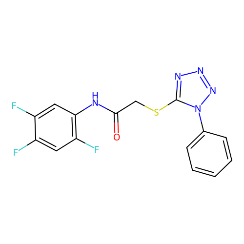 2-(1-phenyltetrazol-5-yl)sulfanyl-N-(2,4,5-trifluorophenyl)acetamide structure