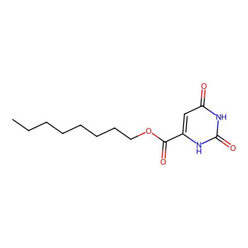 Octyl 1,2,3,6-tetrahydro-2,6-dioxopyrimidine-4-carboxylate structure
