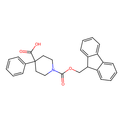 1-(((9H-fluoren-9-yl)methoxy)carbonyl)-4-phenylpiperidine-4-carboxylic acid structure