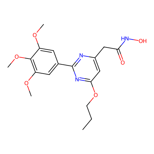 N-hydroxy-2-[6-propoxy-2-(3,4,5-trimethoxyphenyl)pyrimidin-4-yl]acetamide structure