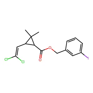 Cyclopropanecarboxylic acid, 3-(2,2-dichloroethenyl)-2,2-dimethyl-, (3-iodophenyl)methyl ester, trans- structure