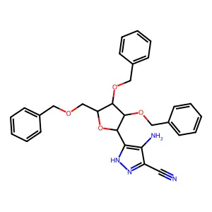 4-amino-3-(2,3,5-tri-O-benzyl-beta-ribofuranosyl)-5-pyrazole carbonitrile structure
