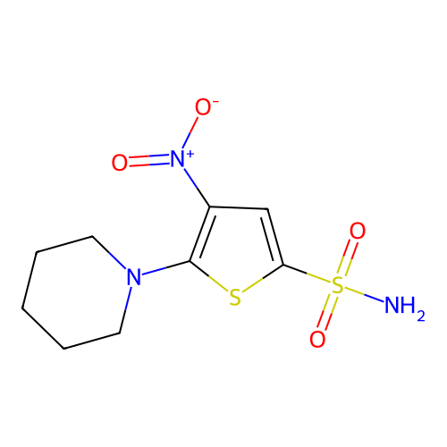 4-Nitro-5-(1-piperidinyl)-2-thiophenesulfonamide structure