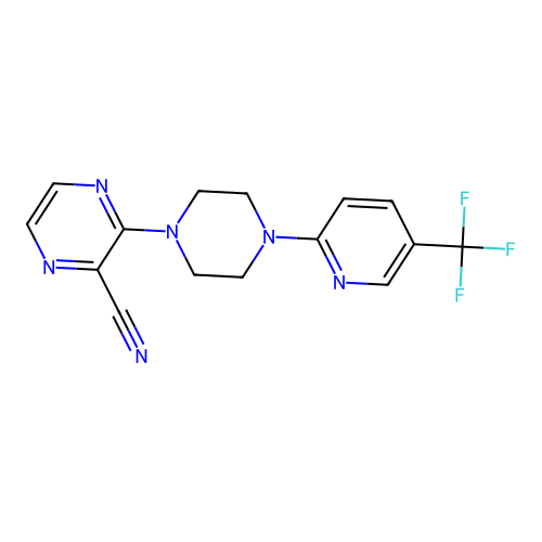 3-{4-[5-(Trifluoromethyl)pyridin-2-yl]piperazin-1-yl}pyrazine-2-carbonitrile structure