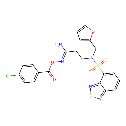 [[1-amino-3-[2,1,3-benzothiadiazol-4-ylsulfonyl(furan-2-ylmethyl)amino]propylidene]amino] 4-chlorobenzoate structure
