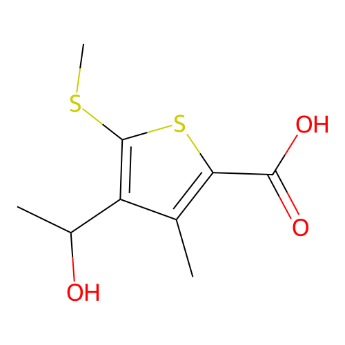 4-(1-Hydroxyethyl)-3-methyl-5-methylsulfanylthiophene-2-carboxylic acid structure
