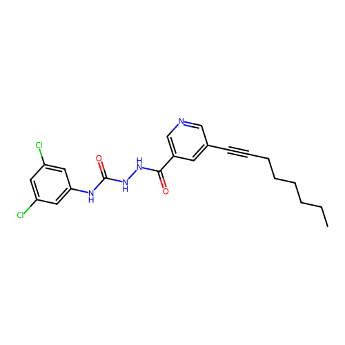 1-(3,5-Dichlorophenyl)-3-[(5-oct-1-ynylnicotinoyl)amino]urea structure